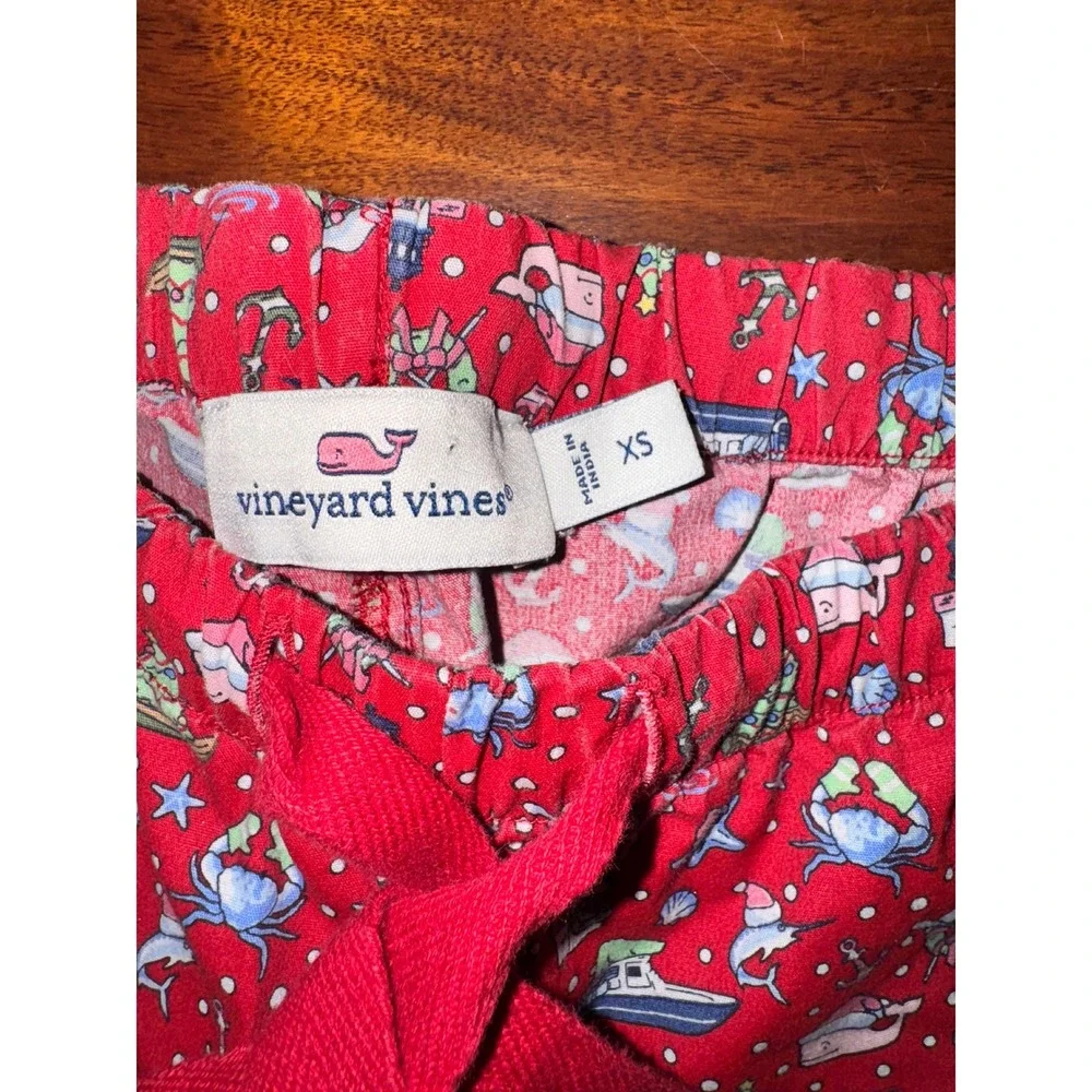 Vineyard Vines Womens Pajama Pants XS Red Nautical Crab Christmas Trees Holiday